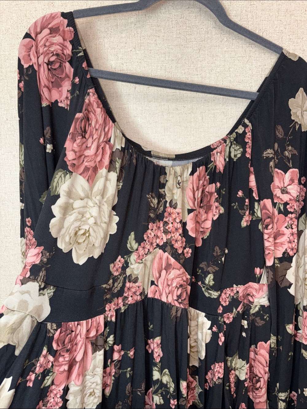 Torrid Super Soft Floral Long Sleeve Jersey Babydoll Dress Sz 1 Cottagecore - Picture 9 of 15